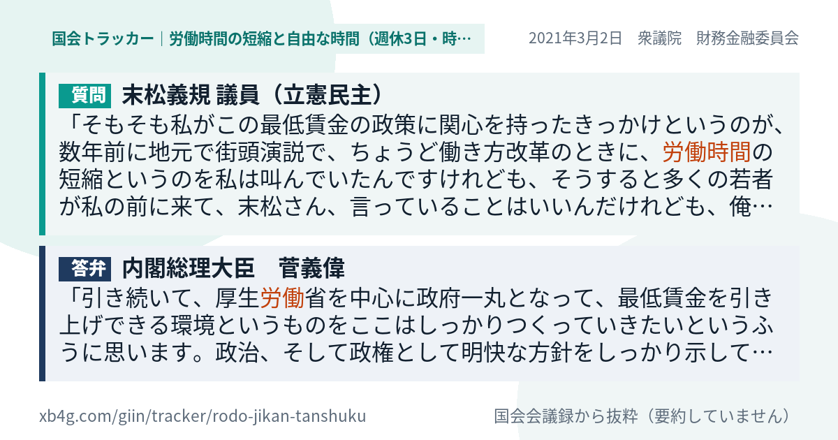 質問と答弁のカード