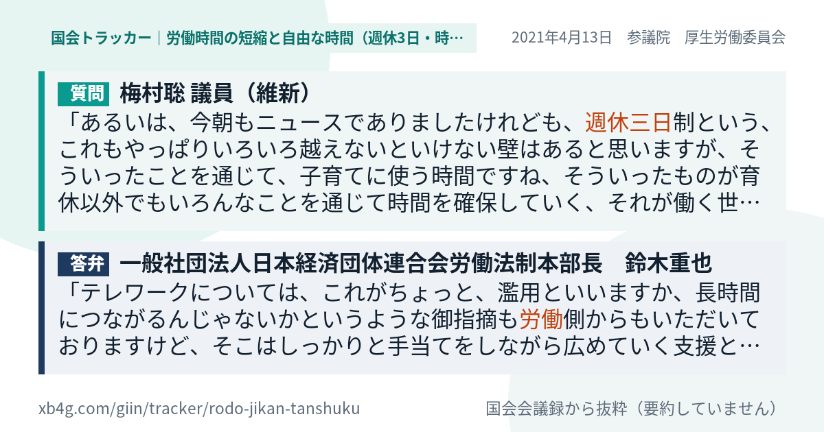 質問と答弁のカード