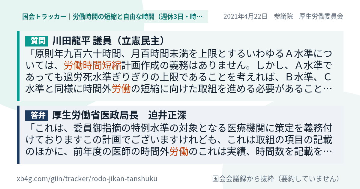 質問と答弁のカード