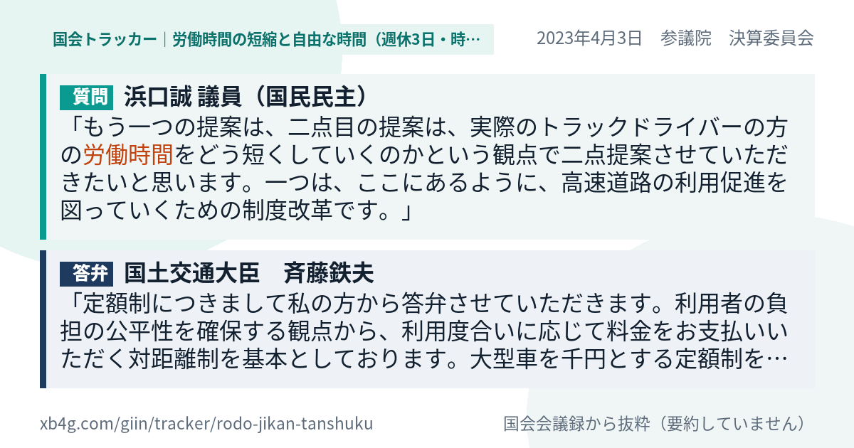 質問と答弁のカード