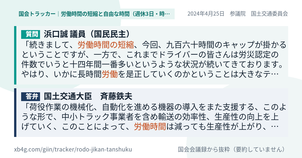質問と答弁のカード