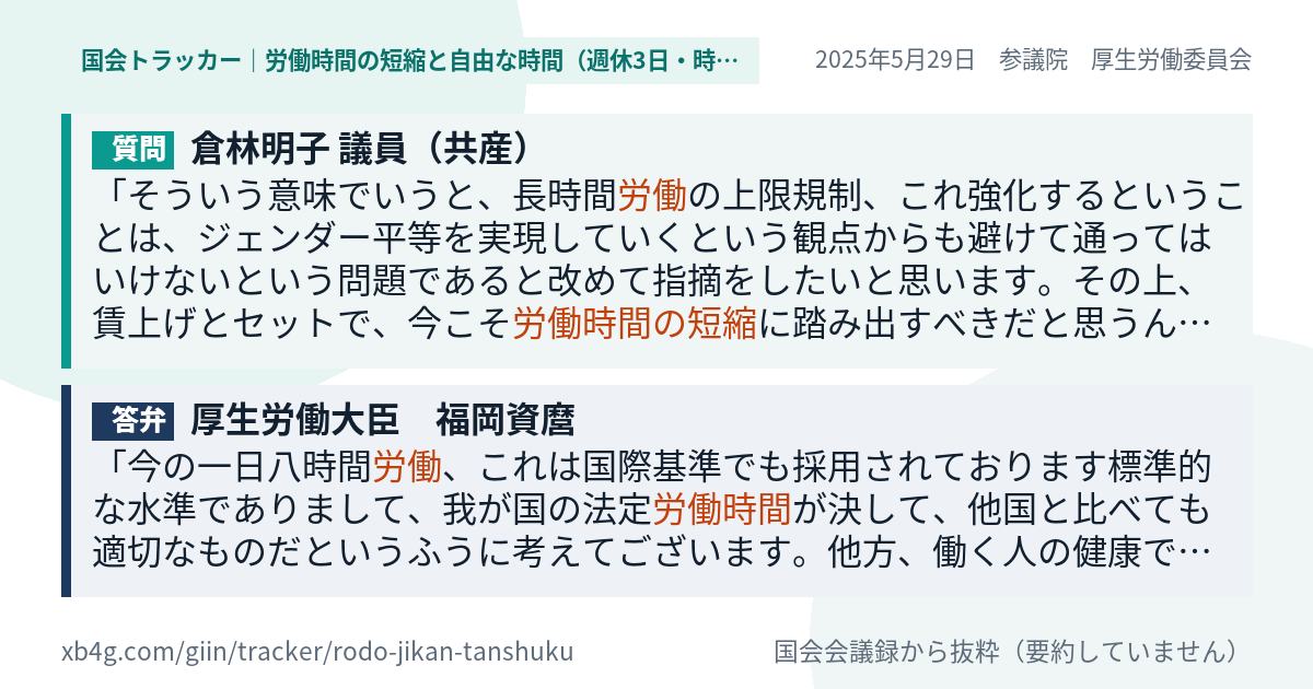 質問と答弁のカード