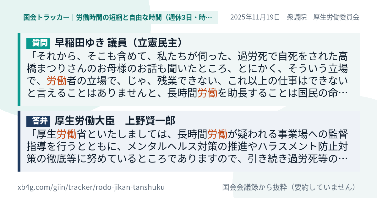 質問と答弁のカード