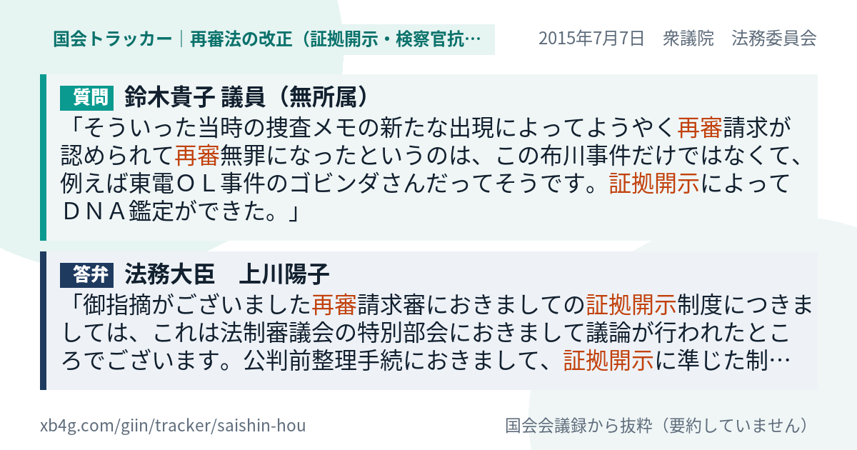 質問と答弁のカード