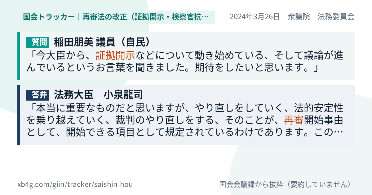 質問と答弁のカード