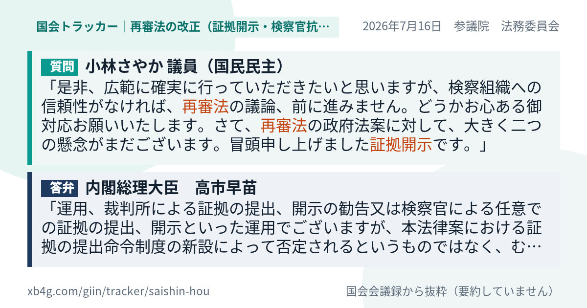 質問と答弁のカード