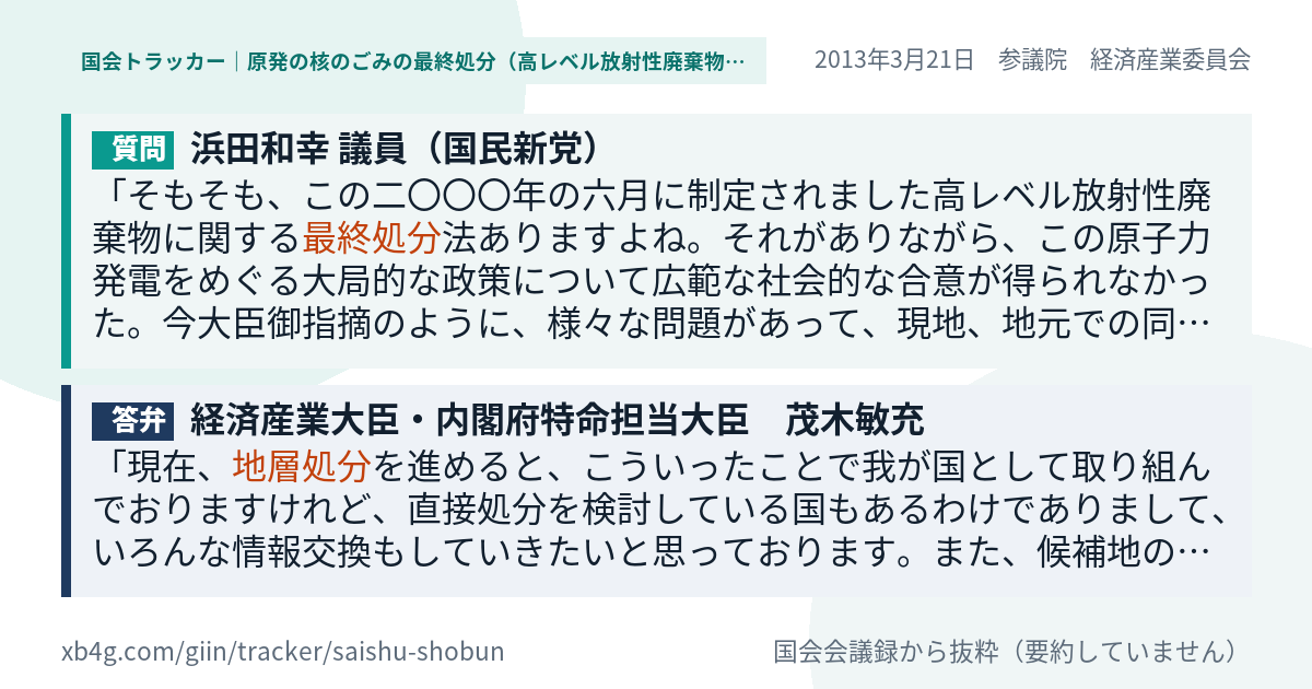質問と答弁のカード