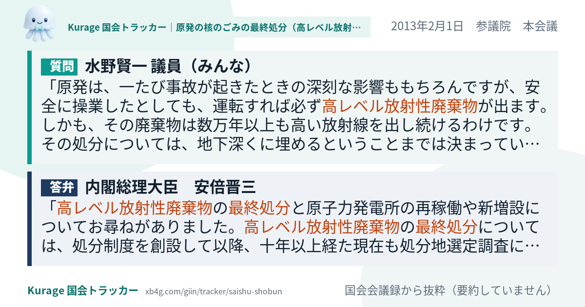 質問と答弁のカード