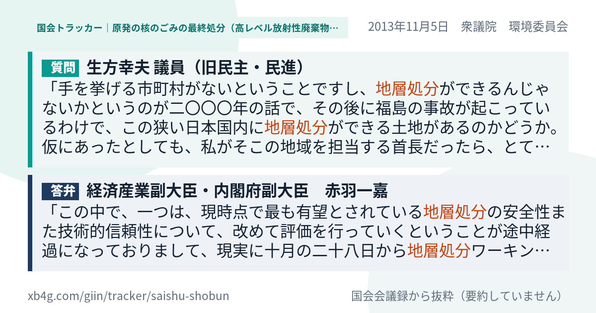 質問と答弁のカード