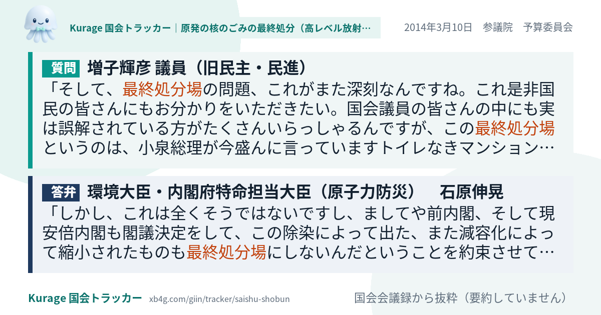 質問と答弁のカード