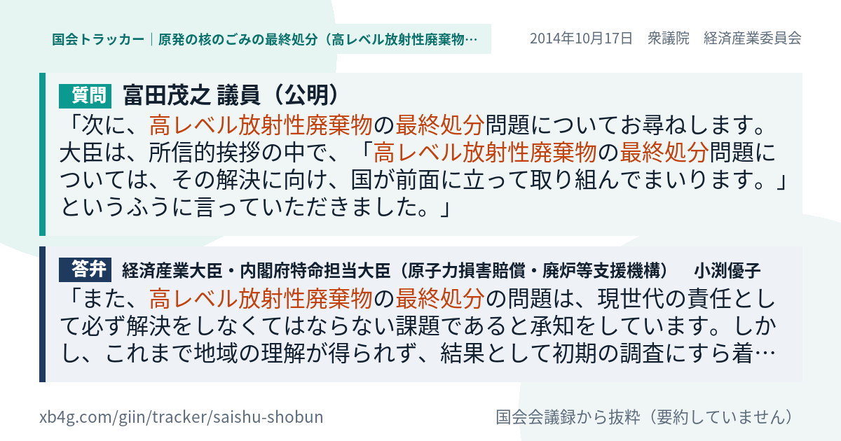質問と答弁のカード