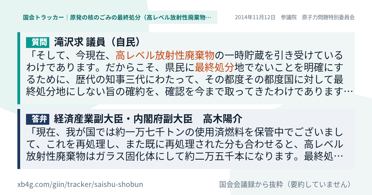 質問と答弁のカード