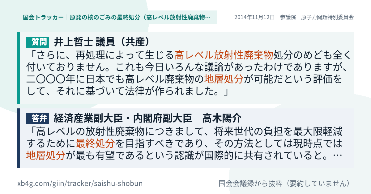 質問と答弁のカード