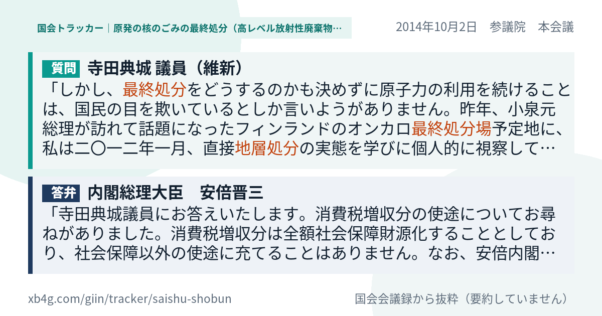質問と答弁のカード