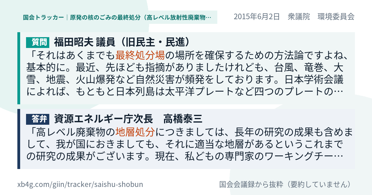 質問と答弁のカード