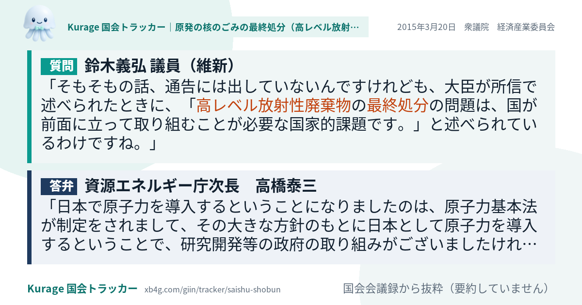 質問と答弁のカード