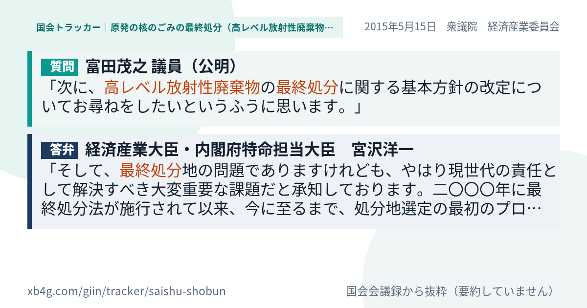 質問と答弁のカード