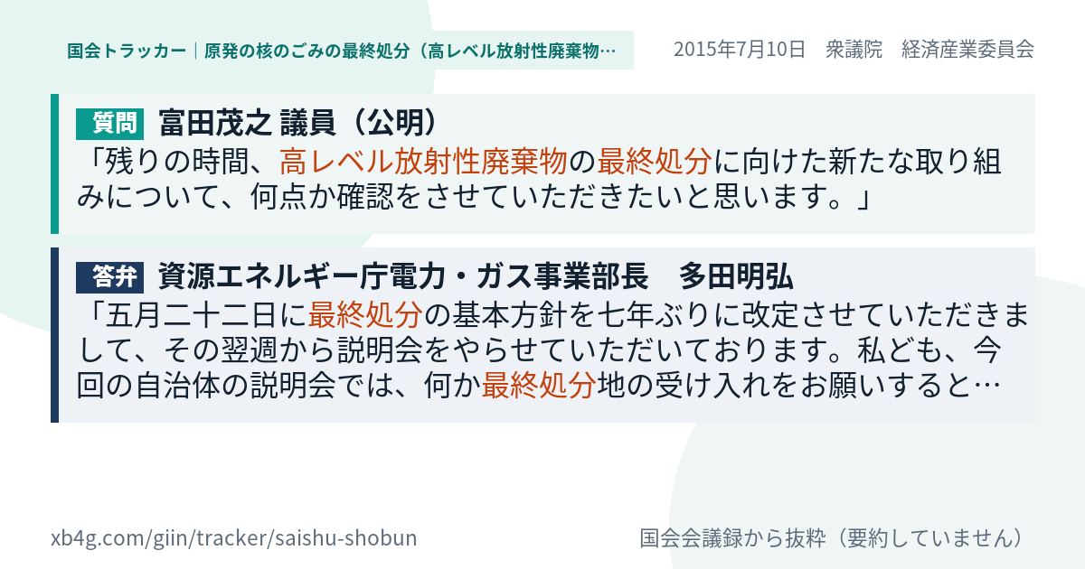 質問と答弁のカード