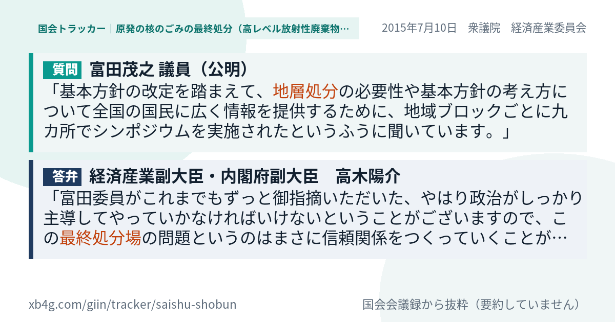 質問と答弁のカード