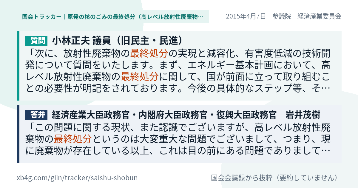 質問と答弁のカード