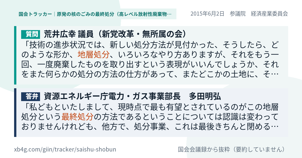 質問と答弁のカード