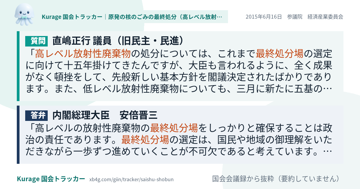 質問と答弁のカード