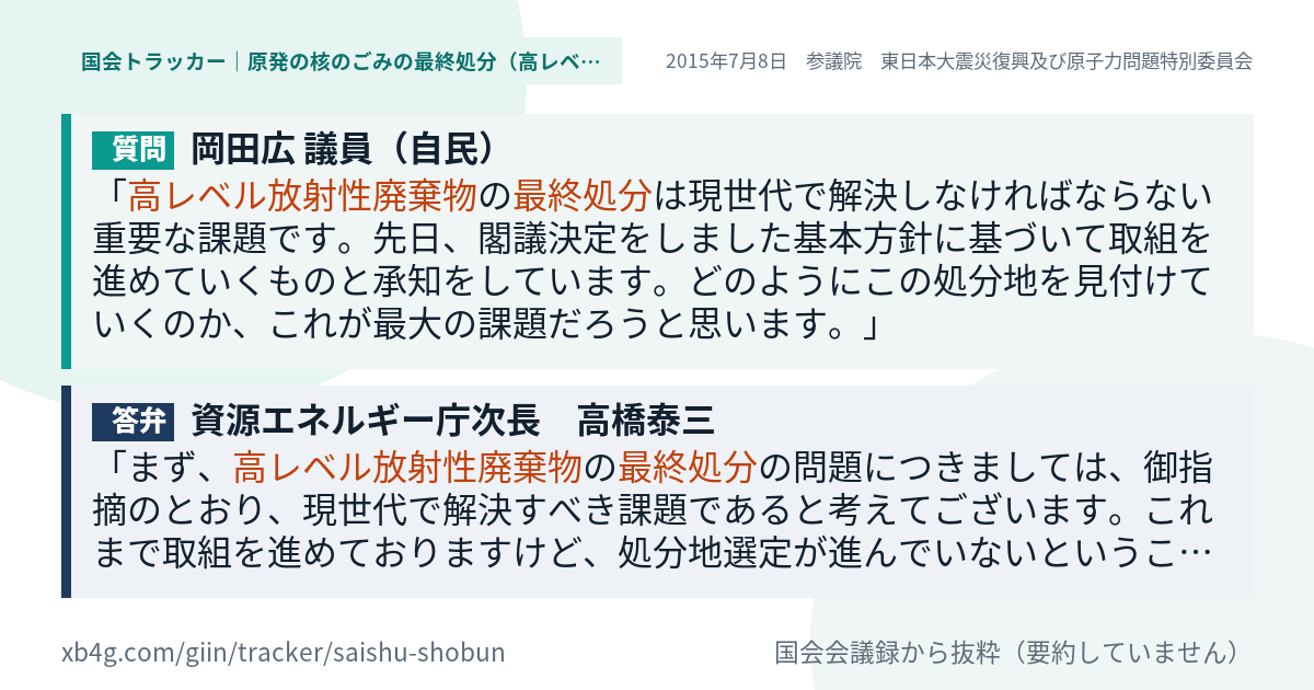 質問と答弁のカード