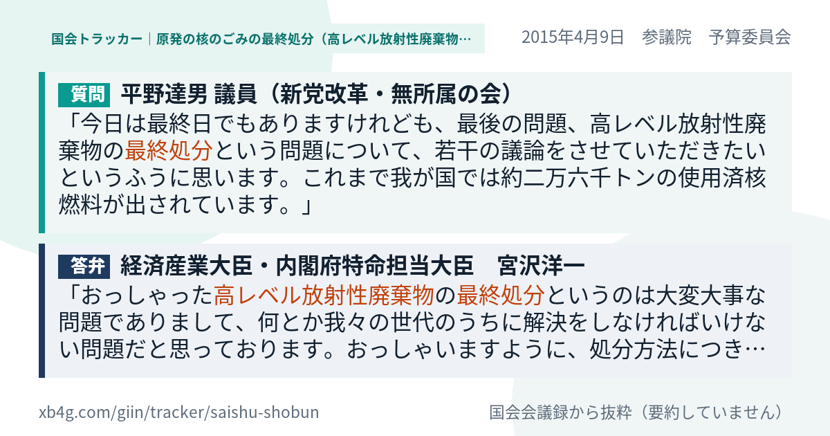 質問と答弁のカード