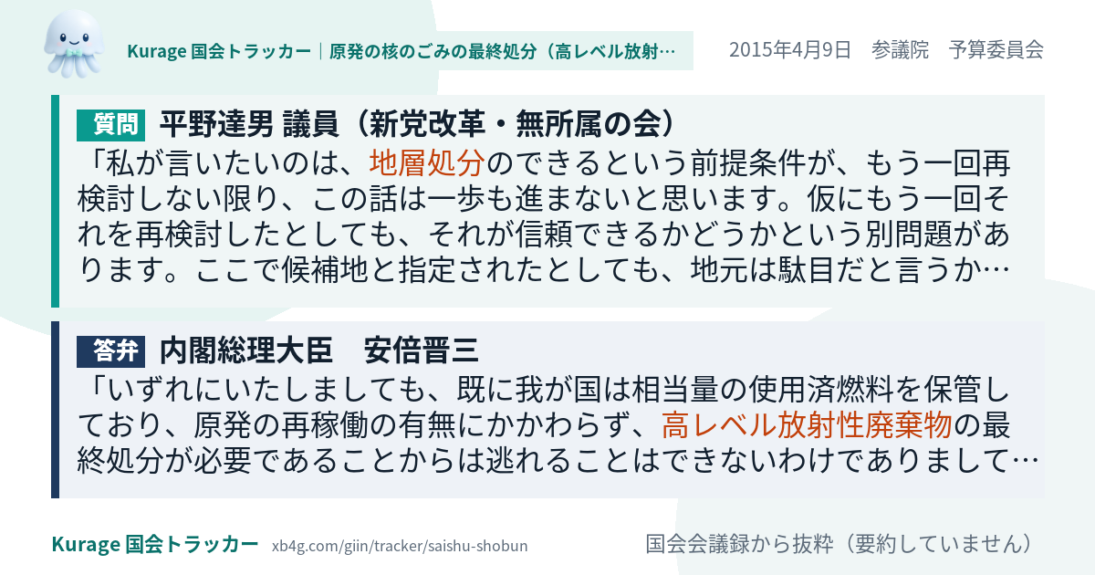 質問と答弁のカード