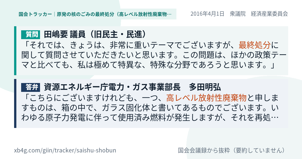 質問と答弁のカード