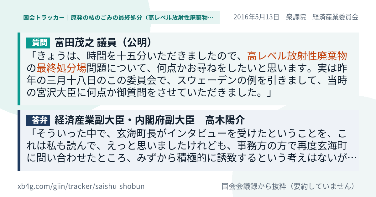 質問と答弁のカード