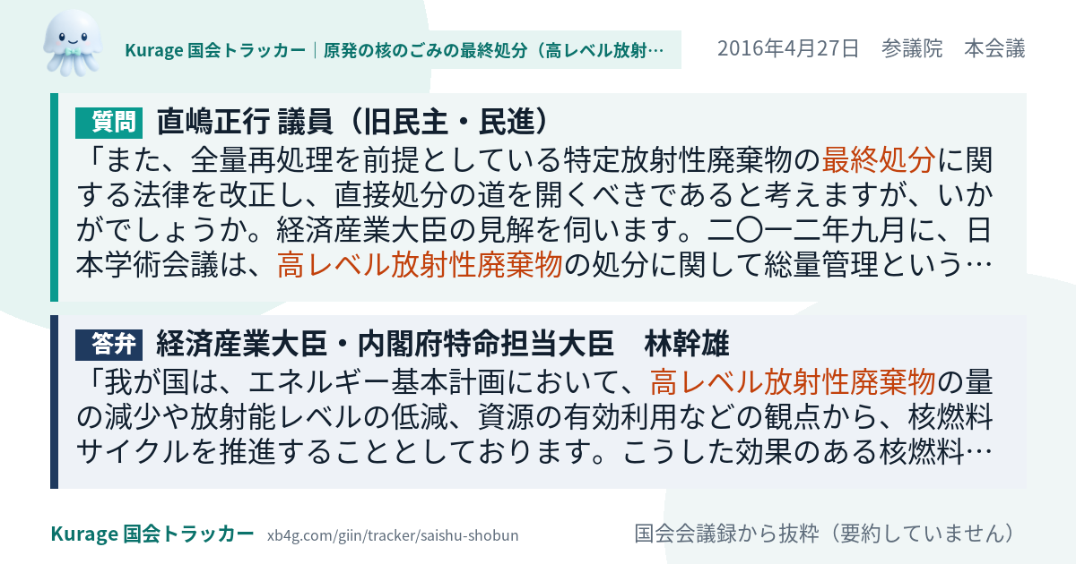 質問と答弁のカード
