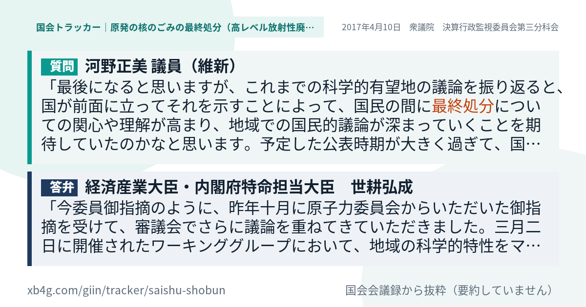 質問と答弁のカード