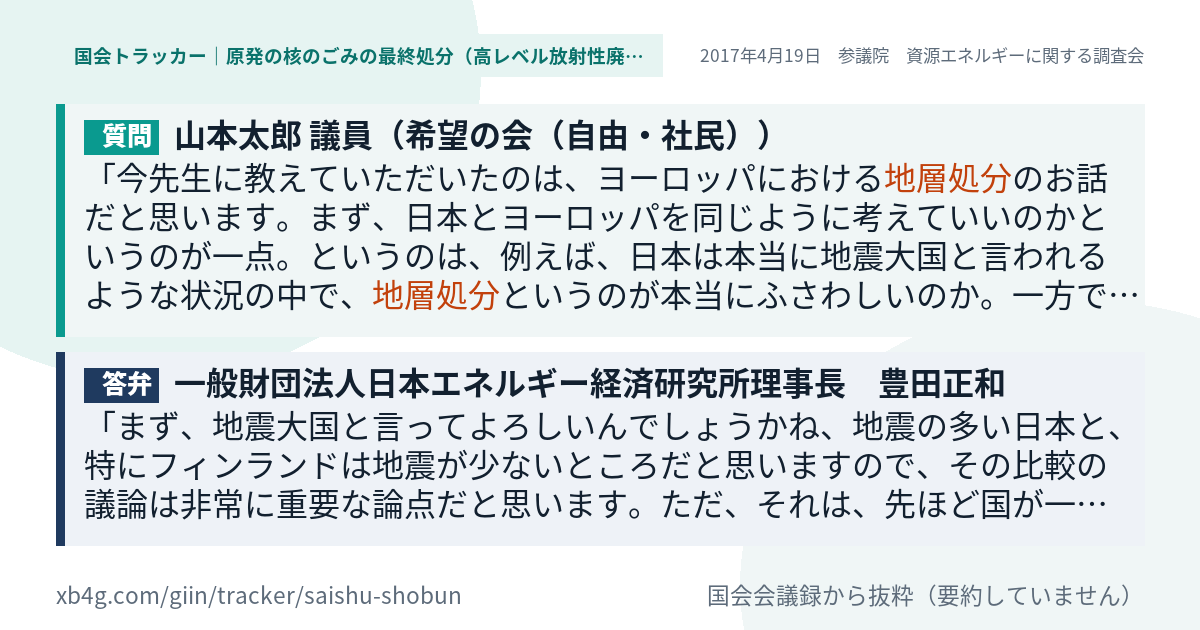 質問と答弁のカード