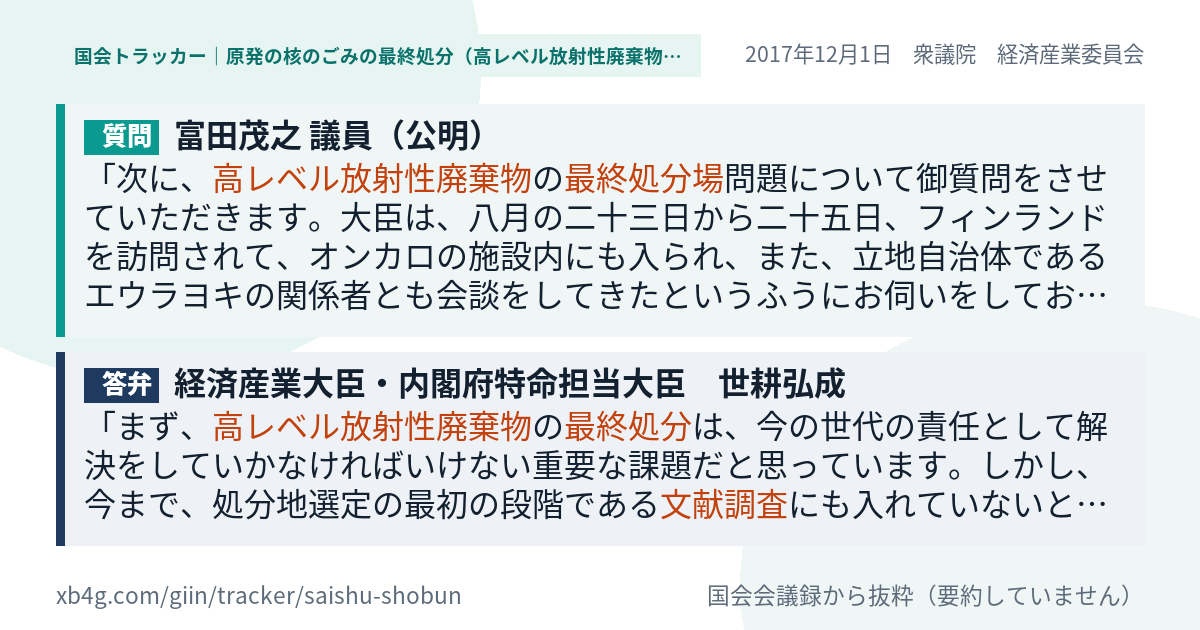 質問と答弁のカード