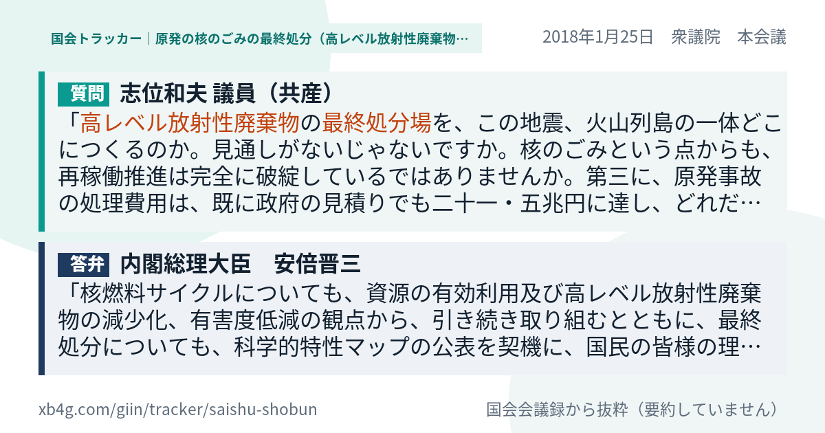 質問と答弁のカード