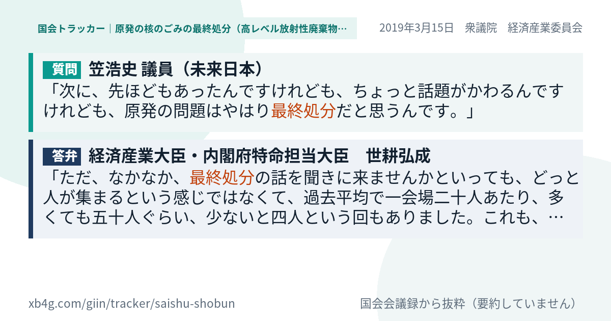 質問と答弁のカード