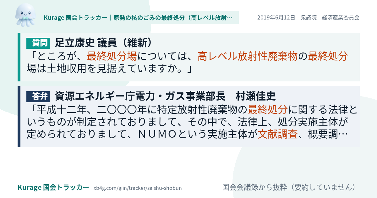 質問と答弁のカード