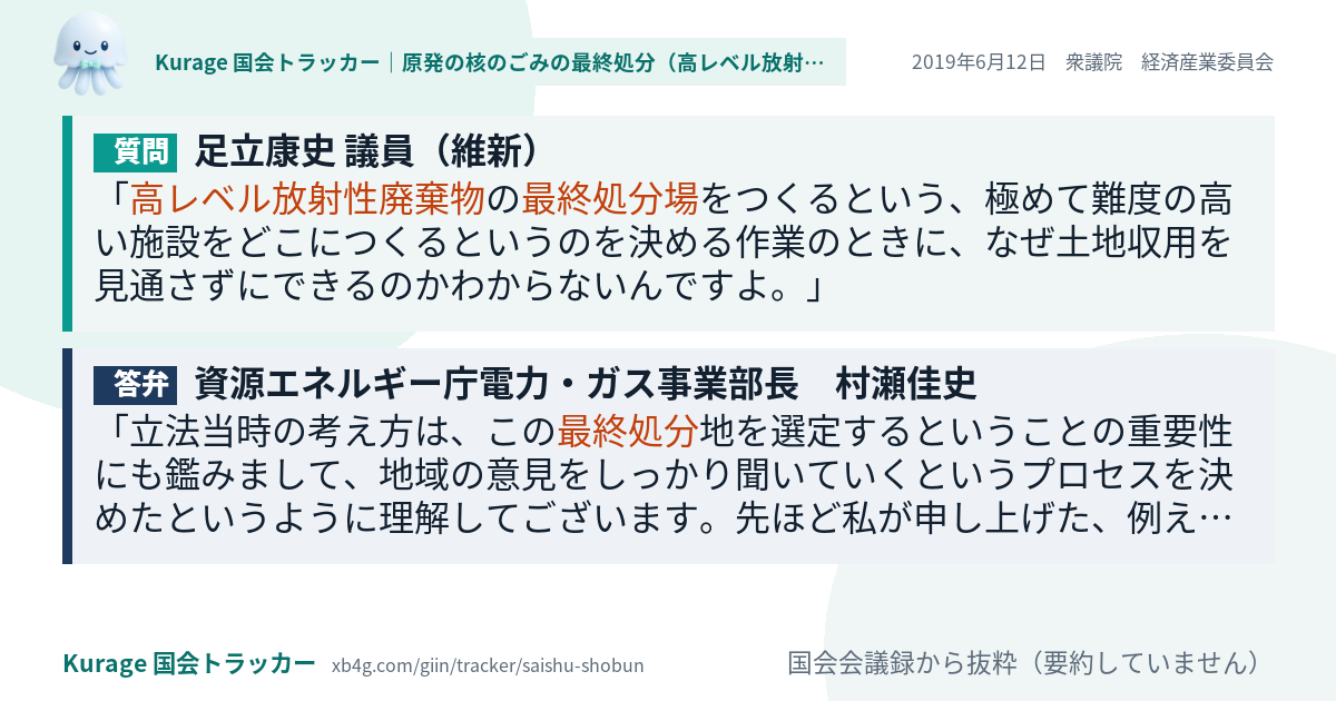 質問と答弁のカード