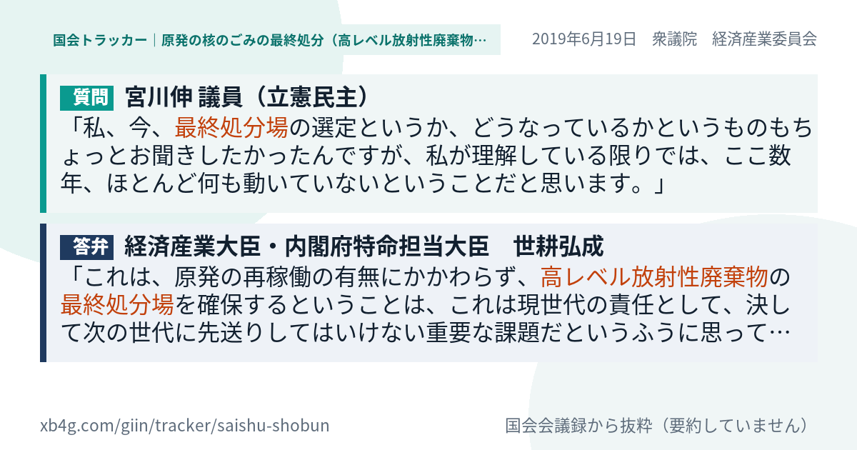 質問と答弁のカード