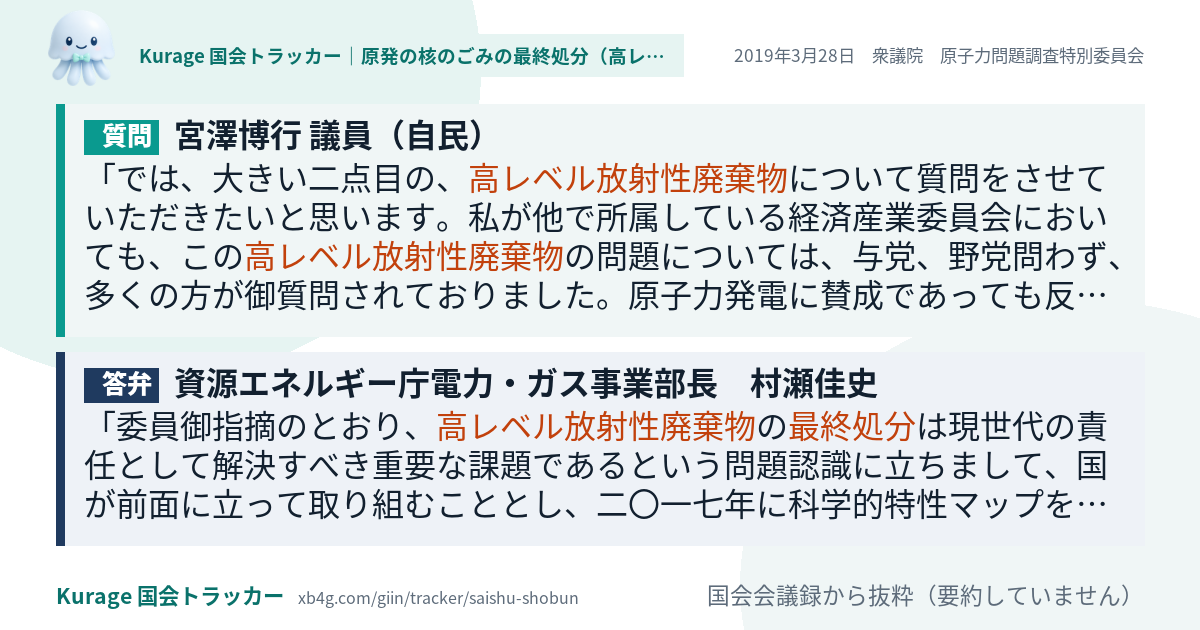 質問と答弁のカード
