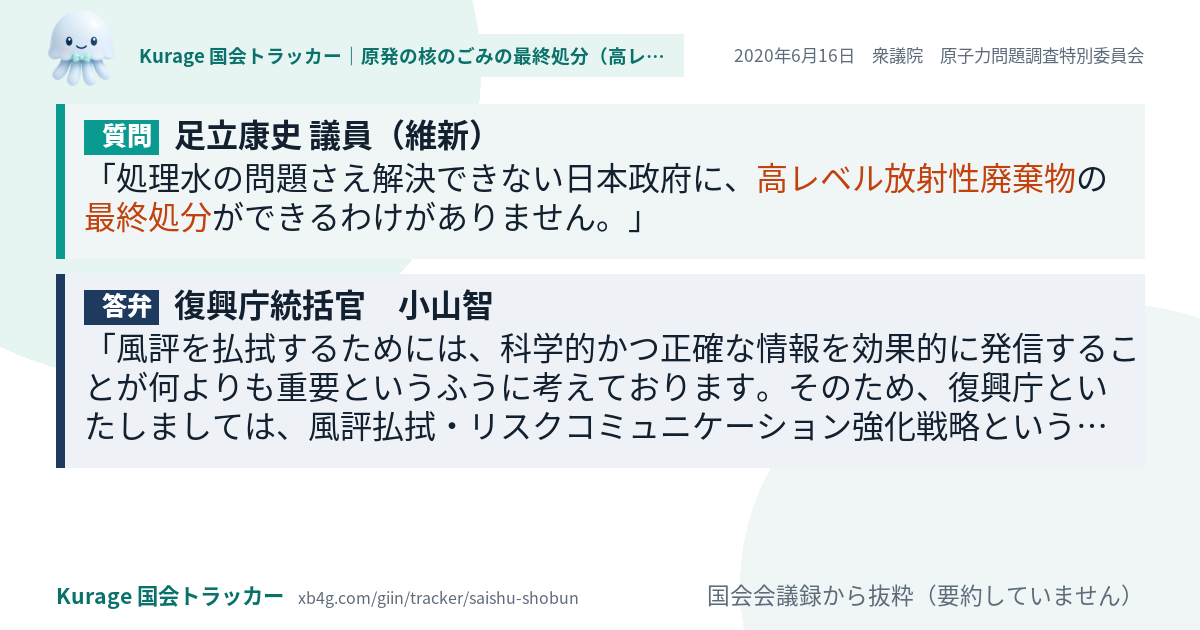 質問と答弁のカード