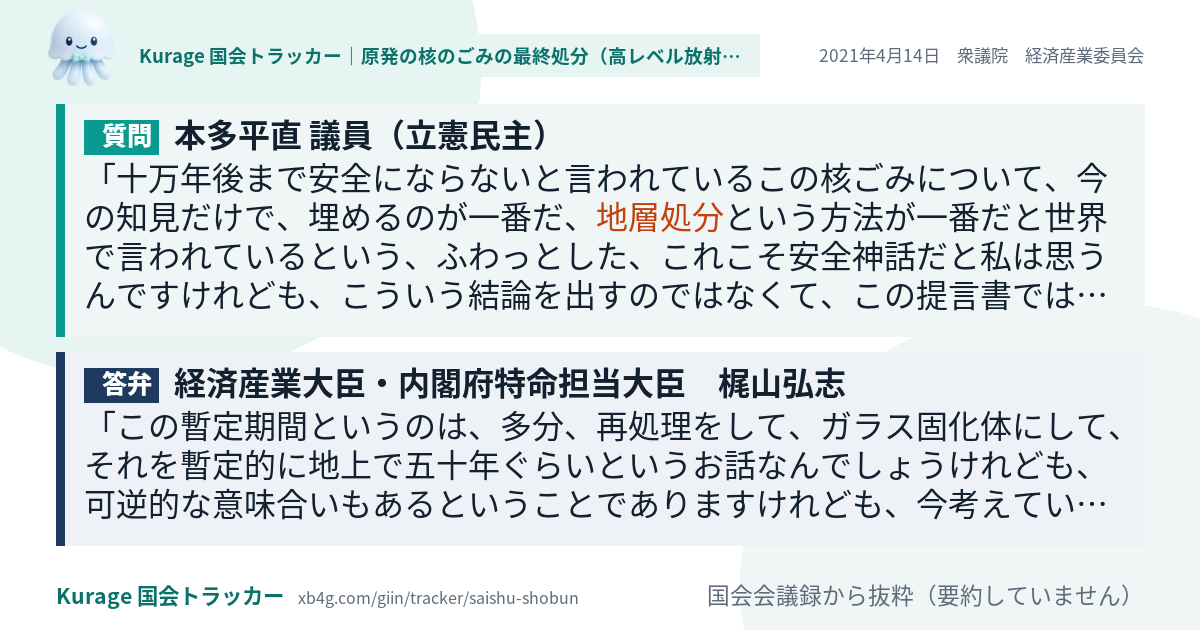 質問と答弁のカード