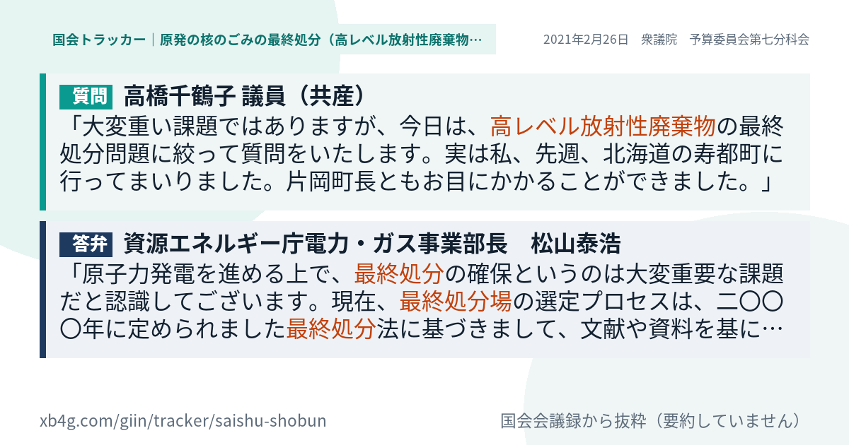 質問と答弁のカード