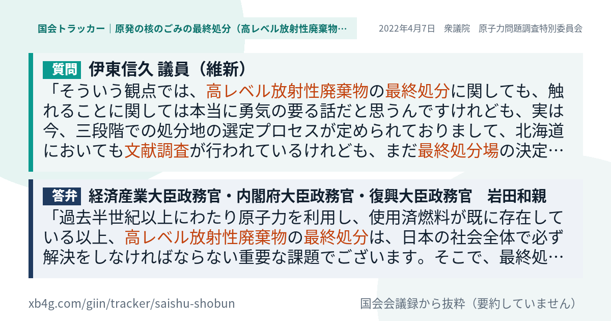 質問と答弁のカード