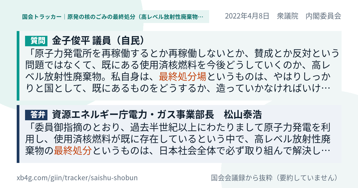 質問と答弁のカード