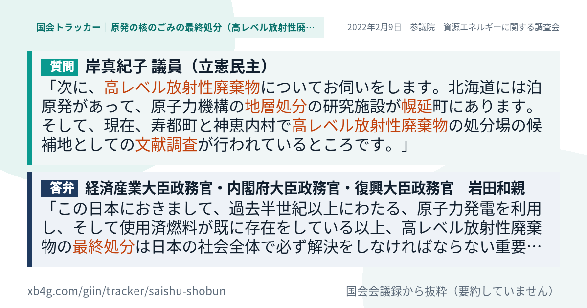 質問と答弁のカード