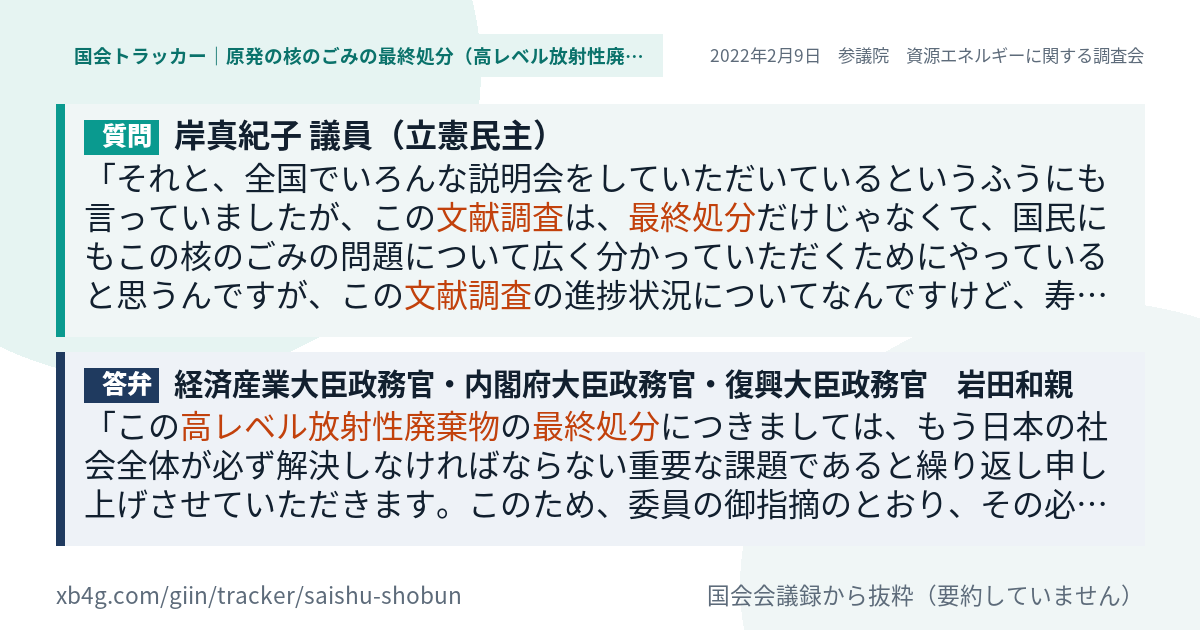 質問と答弁のカード