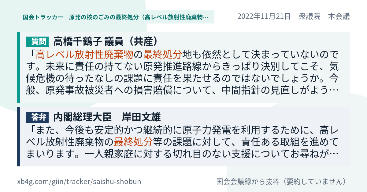 質問と答弁のカード