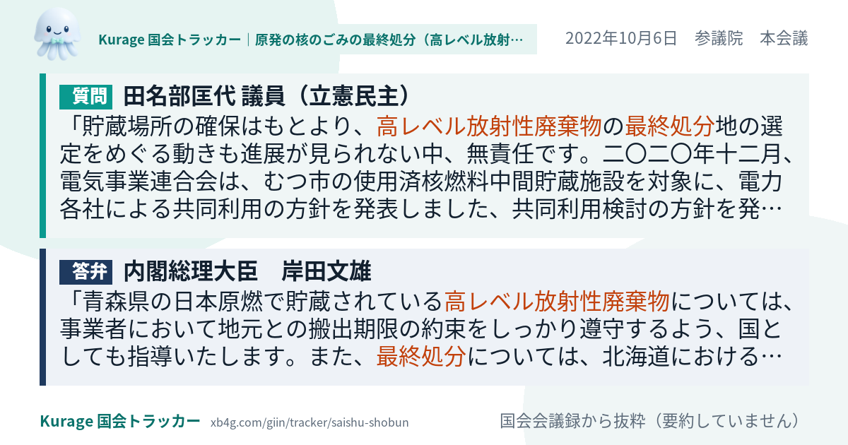 質問と答弁のカード